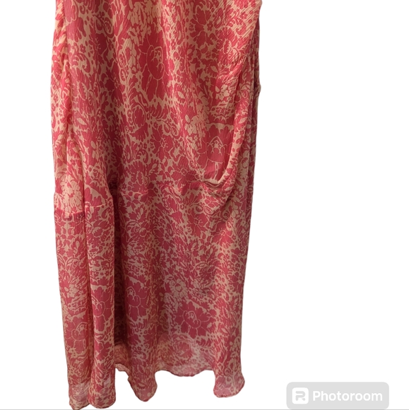 Sundance 🌸 Wine Song Coral Floral Midi Dress Silk Sz 10 - Picture 6 of 6